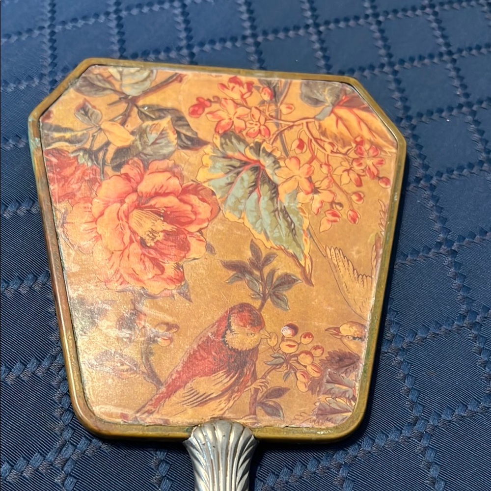 VINTAGE Large Hand Mirror With Beveled Edge